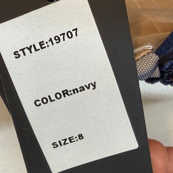 La Femme Formal Gown Cocktail Dress Blue Lace Hi Low Mesh Y2K Back Strapless 6 - Picture 10 of 15